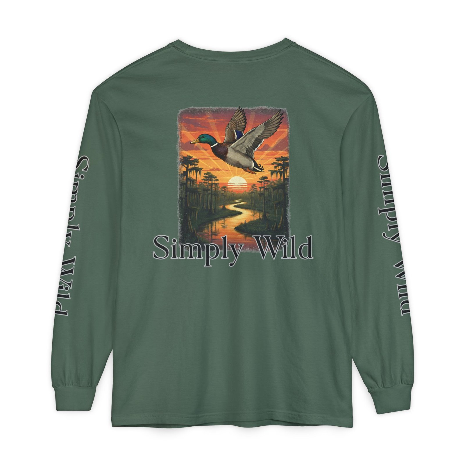 Mallard Duck Sunset Simply Wild long sleeve shirt | Nature wildlife tee