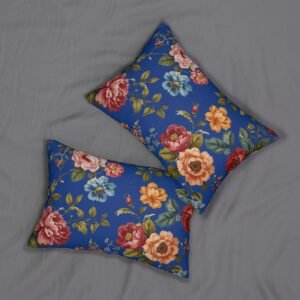 Vintage Floral Pattern Lumbar Pillow | Blue Rose Bouquet
