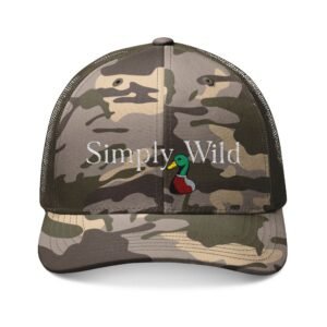 Simply Wild duck logo Camouflage Trucker Hat | Embroidered camo cap