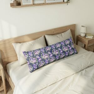Purple Pansy Floral Body Pillow | Violet Flower Pattern, Botanical Bedding